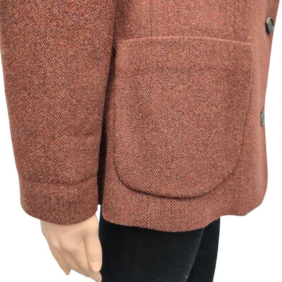 Vintage L.L. Bean Wool Blazer Jacket Made in USA Women 16 Herringbone Rust Lined - Picture 7 of 13